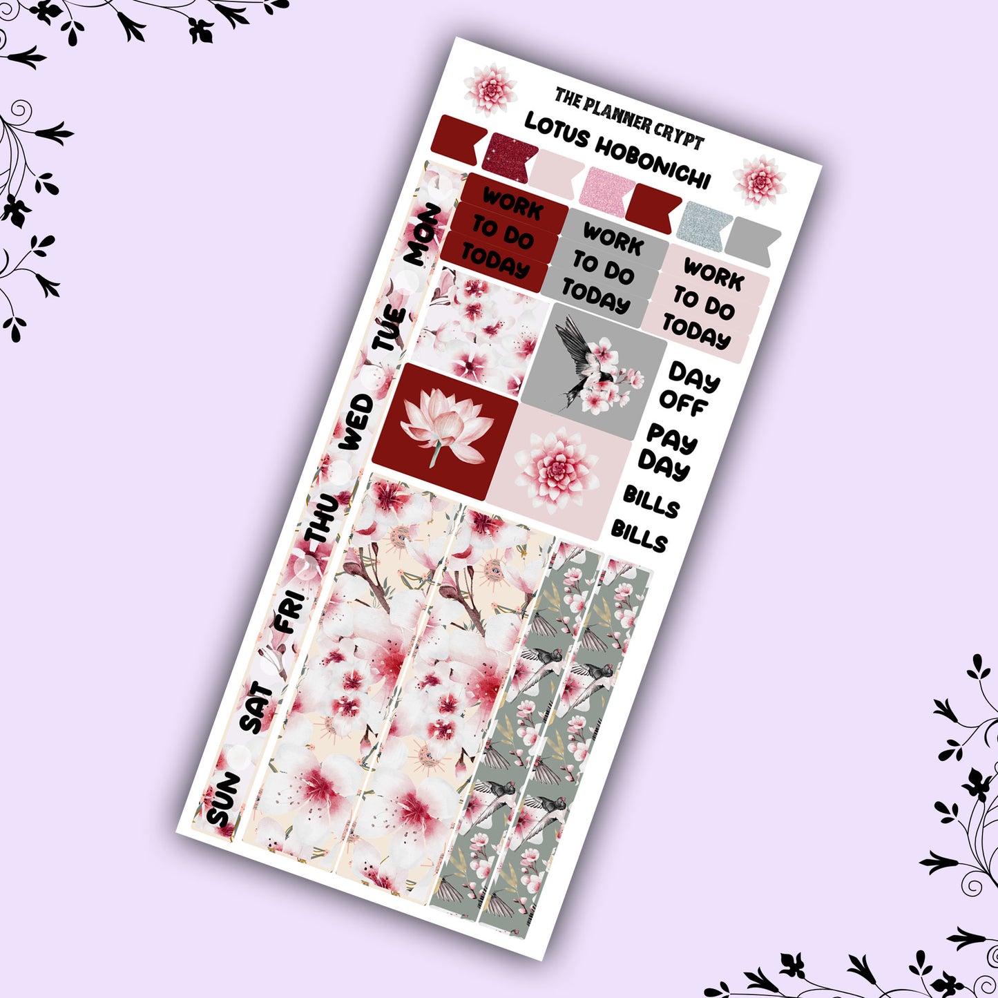 Hobonichi weeks, weekly sticker kit, hobonichi planner, lotus flower stickers, planner, hobonichi functional sticker, planner stickers,