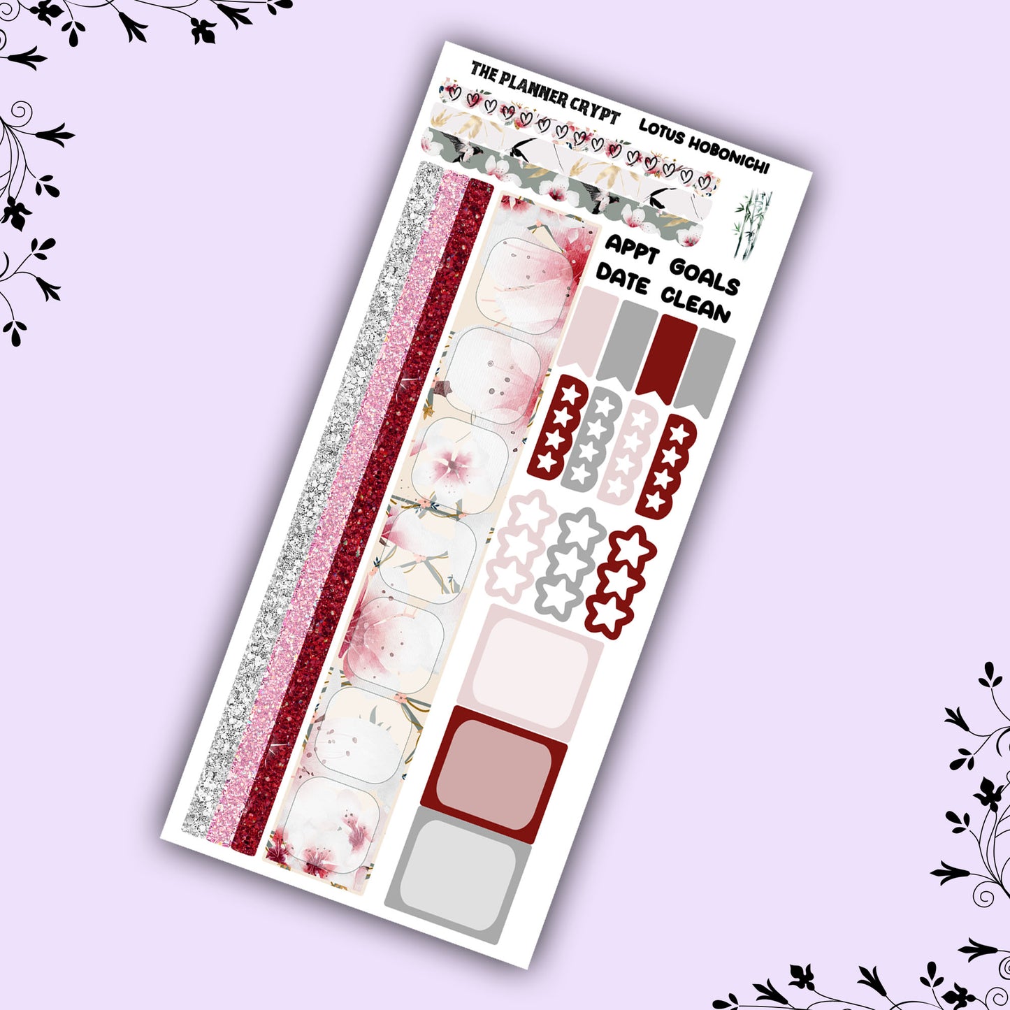 Hobonichi weeks, weekly sticker kit, hobonichi planner, lotus flower stickers, planner, hobonichi functional sticker, planner stickers,