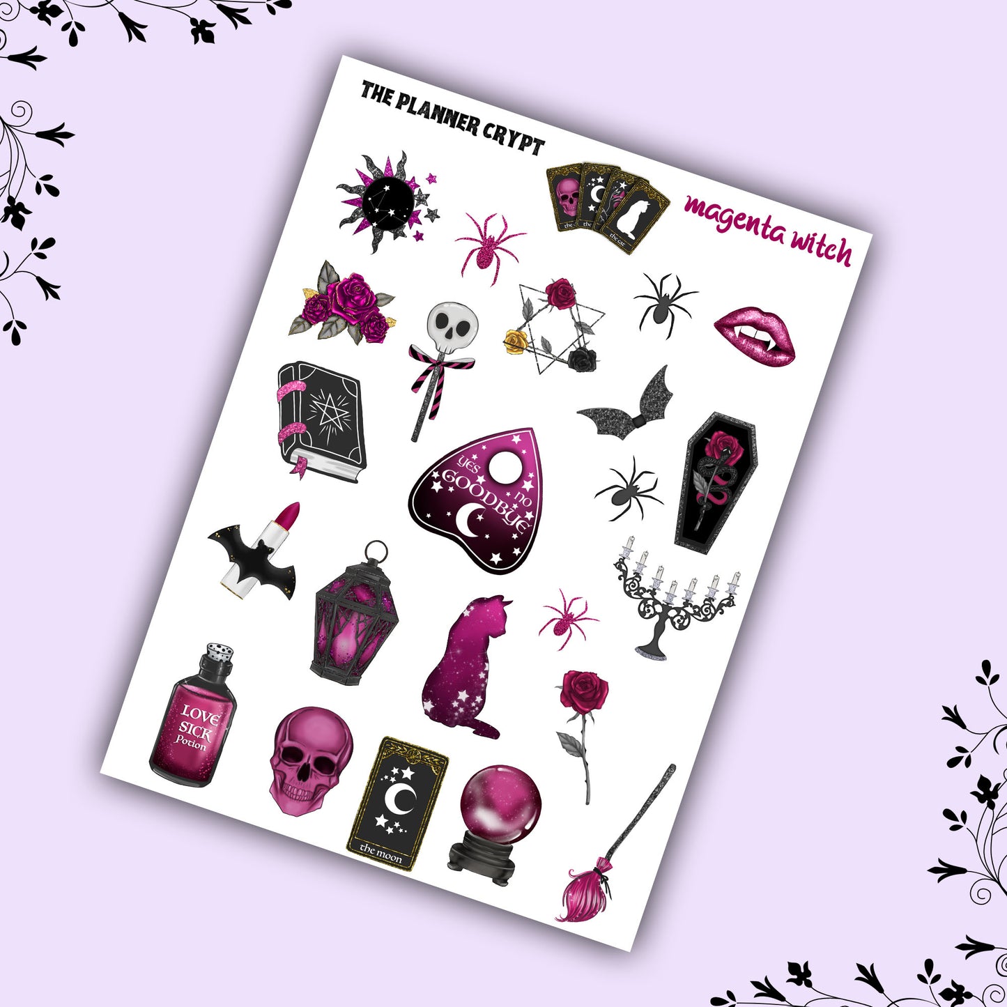 planner sticker sheet, halloween stickers, spooky stickers, vampire stickers, spooky gifts, deco stickers, goth stickers, Halloween gift