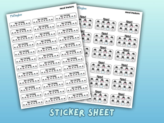 Mood tracker planner stickers, weekly planner stickers, black and white stickers, daily mood tracker stickers, how I feel today