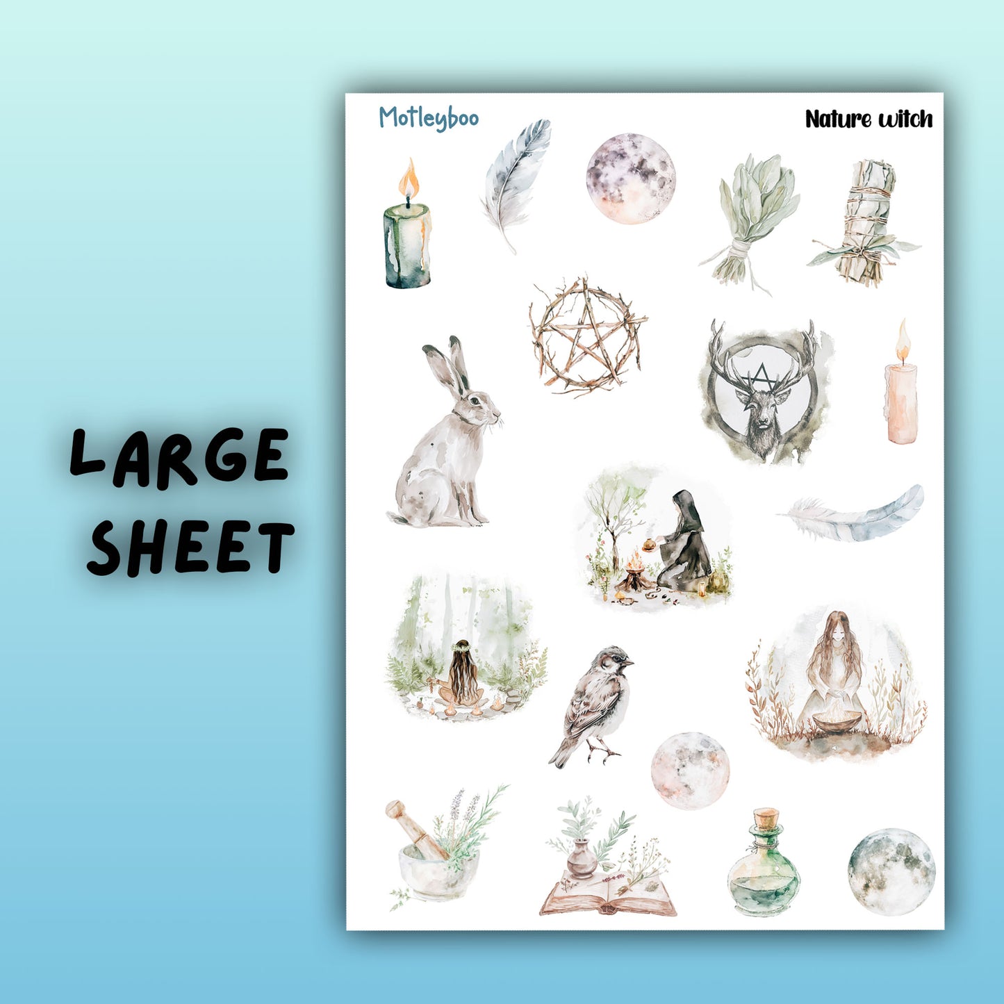 Nature witch deco sticker sheet