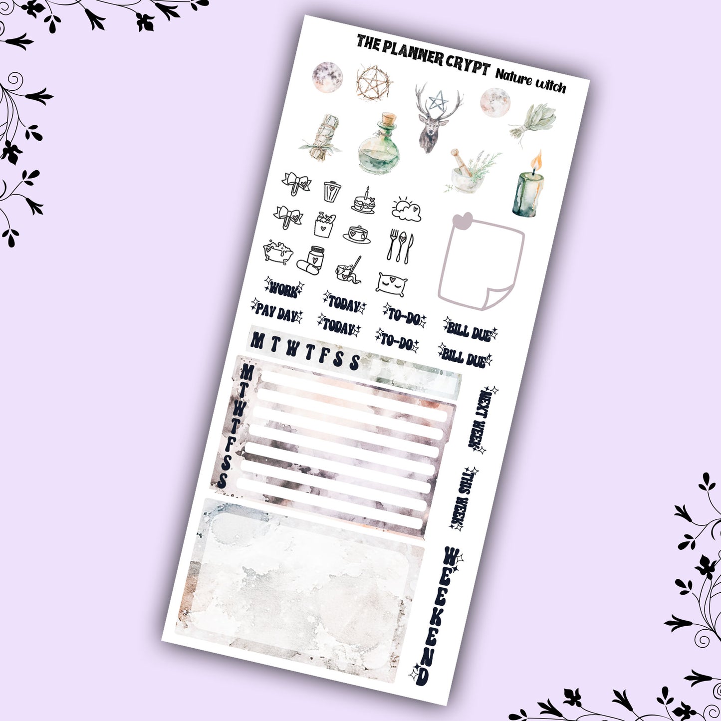 Nature witch hobonichi weekly planner sticker kit