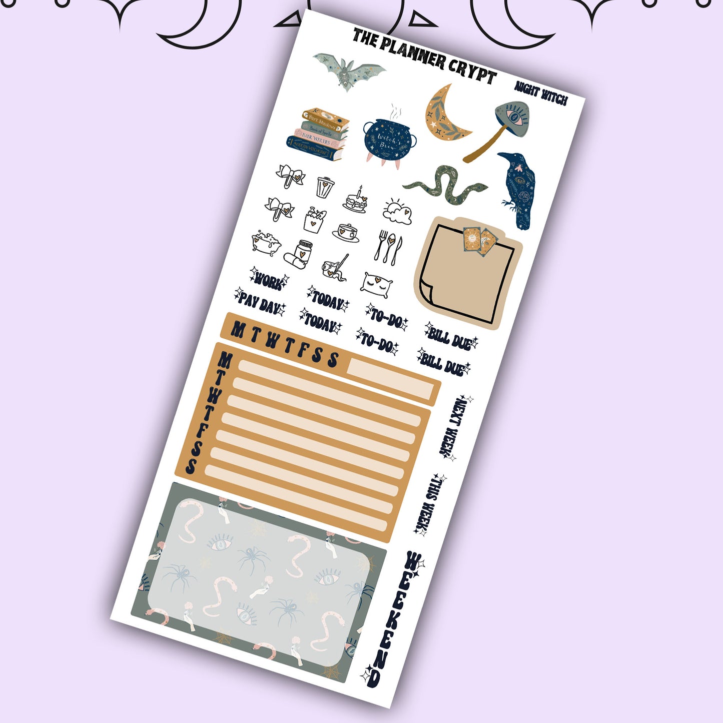 Hobonichi weeks, sticker kit, hobonichi planner, goth stickers, witch planner, pagan stickers, planner stickers, witch sticker, night witch