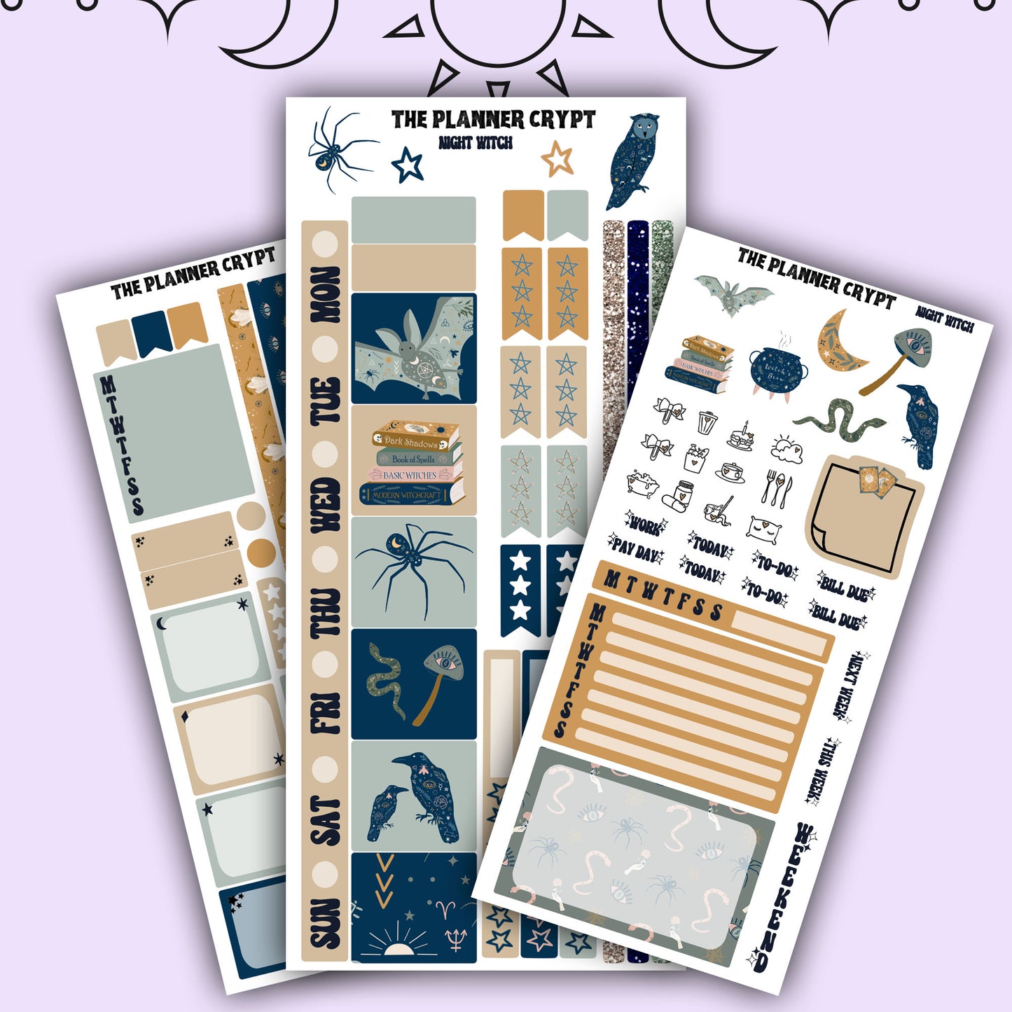 Hobonichi weeks, sticker kit, hobonichi planner, goth stickers, witch planner, pagan stickers, planner stickers, witch sticker, night witch