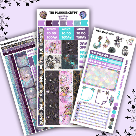 Hobonichi weeks, sticker kit, hobonichi planner, goth stickers, gothic planner, hobonichi functional stickers, planner stickers, mermaid