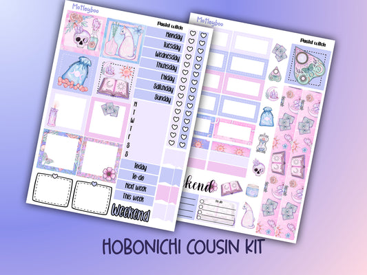 Hobonichi cousin, weekly planner sticker kit, goth planner stickers, bullet journal sticker, small planner sticker, A5 planner, pastel witch