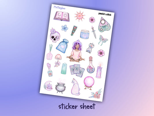 planner stickers, pastel goth, deco stickers, vertical planner, journal, happy planner, pastel goth, witchy stickers, pretty stickers, pastel witch