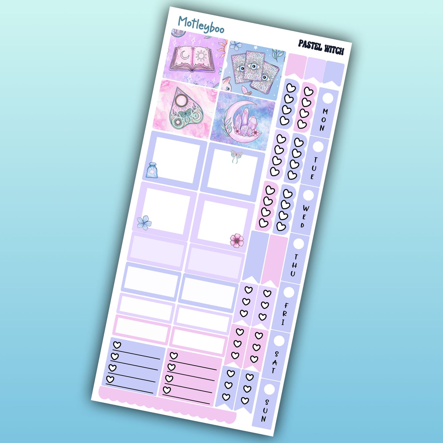 Hobonichi weeks, weekly planner sticker kit, goth planner stickers, bullet journal stickers, small planner stickers, pastel witch