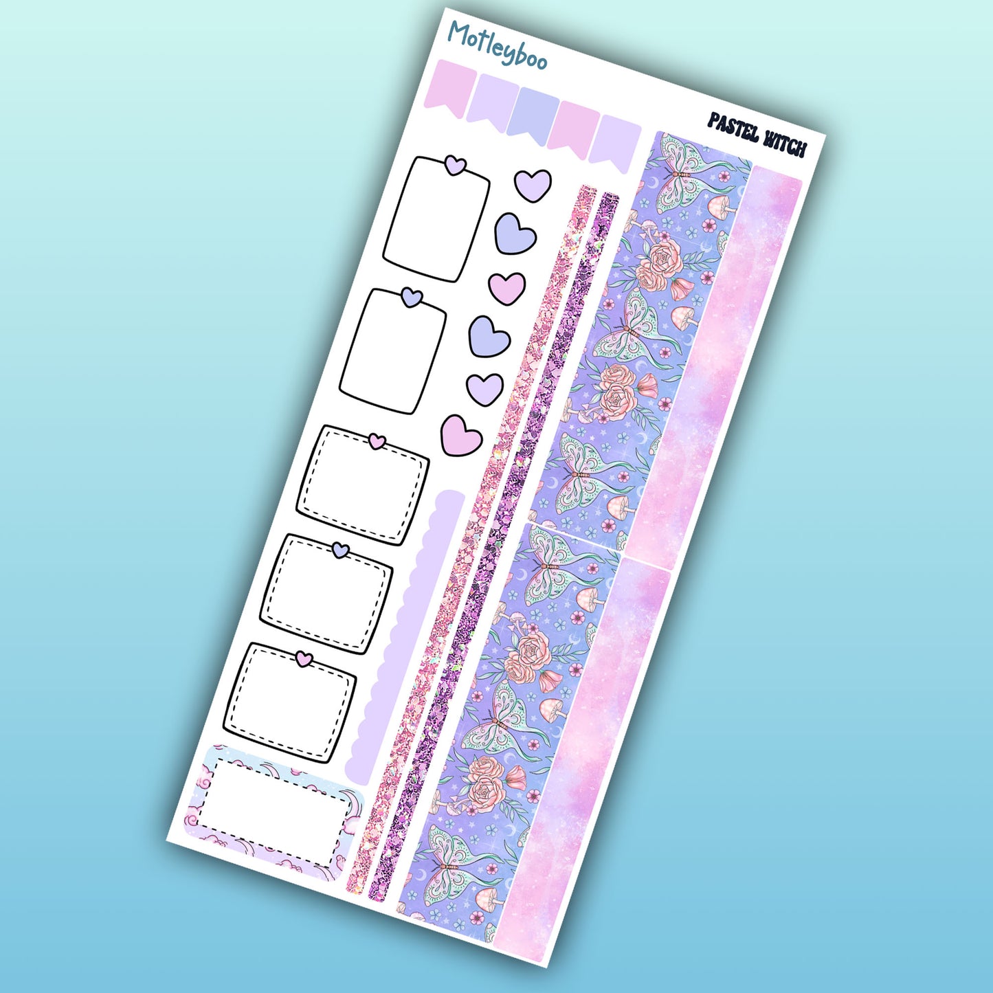 Hobonichi weeks, weekly planner sticker kit, goth planner stickers, bullet journal stickers, small planner stickers, pastel witch