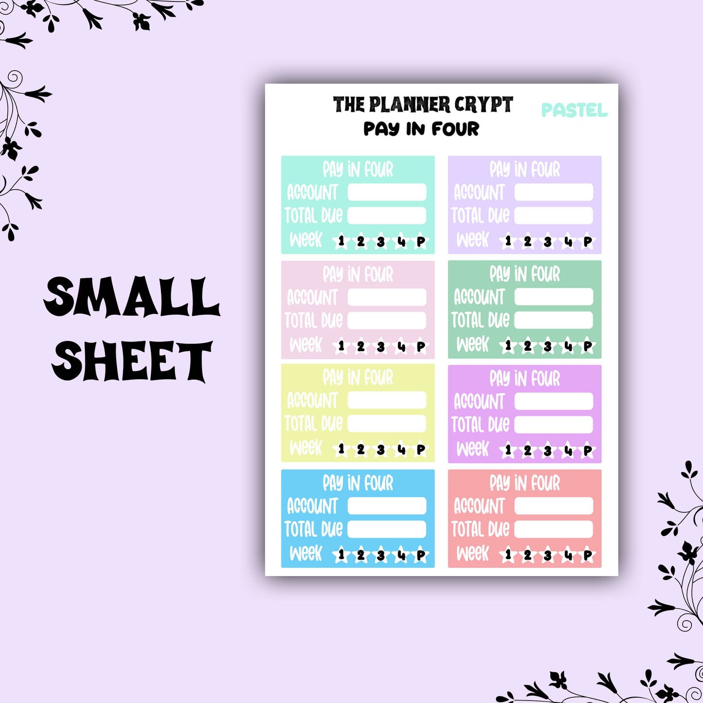 weekly planner stickers, pay in four, gothic stickers, tracking stickers, functional stickers, monthly planner stickers, budgeting stickers