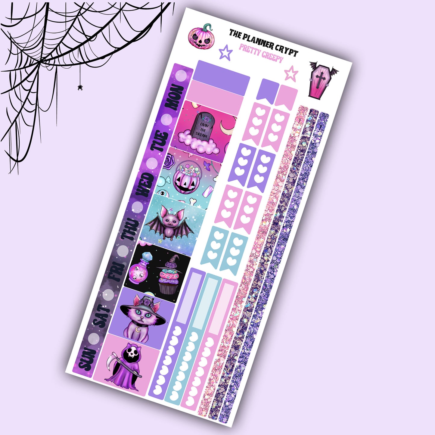 Spooky Hobonichi weeks, spooky stickers, gothic planner, functional stickers, planner stickers, halloween sticker kit, Autumn sticker kit