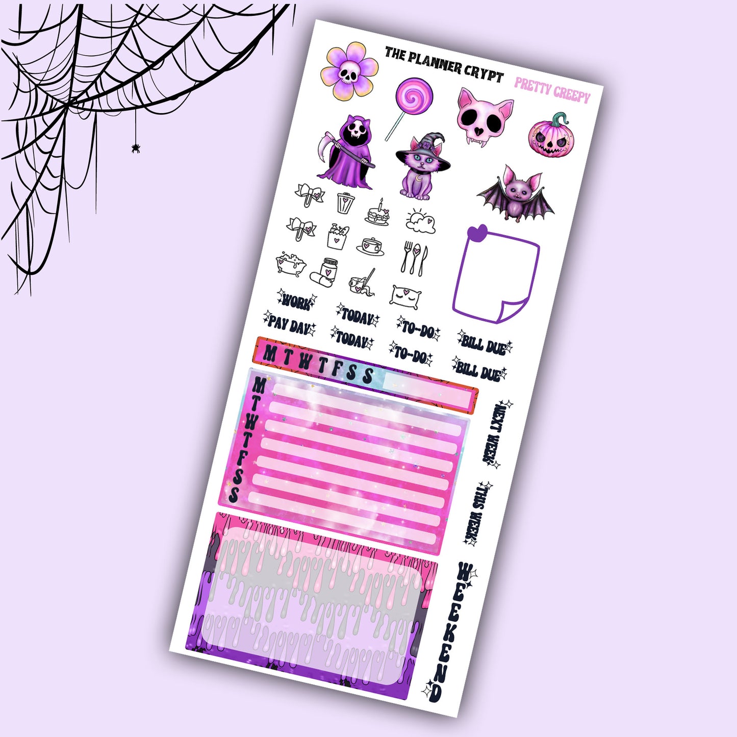 Spooky Hobonichi weeks, spooky stickers, gothic planner, functional stickers, planner stickers, halloween sticker kit, Autumn sticker kit