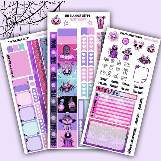Spooky Hobonichi weeks, spooky stickers, gothic planner, functional stickers, planner stickers, halloween sticker kit, Autumn sticker kit