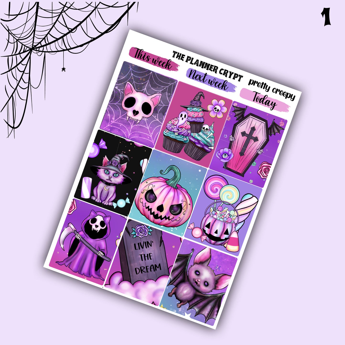 weekly planner, sticker kit, spooky stickers, Halloween planner kit, planner stickers, vertical planner, goth planner, goth stickers