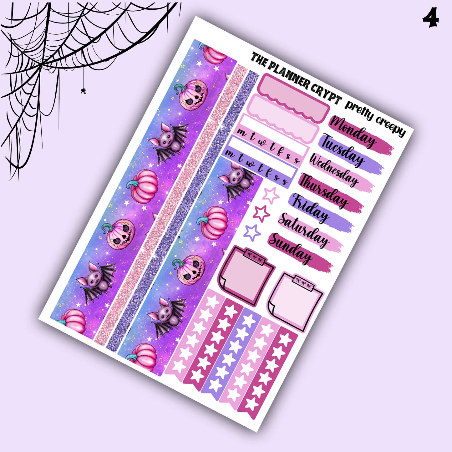 weekly planner, sticker kit, spooky stickers, Halloween planner kit, planner stickers, vertical planner, goth planner, goth stickers