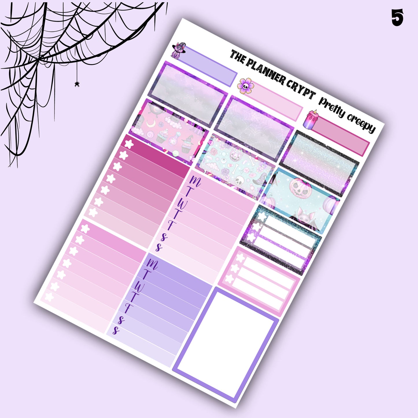 weekly planner, sticker kit, spooky stickers, Halloween planner kit, planner stickers, vertical planner, goth planner, goth stickers