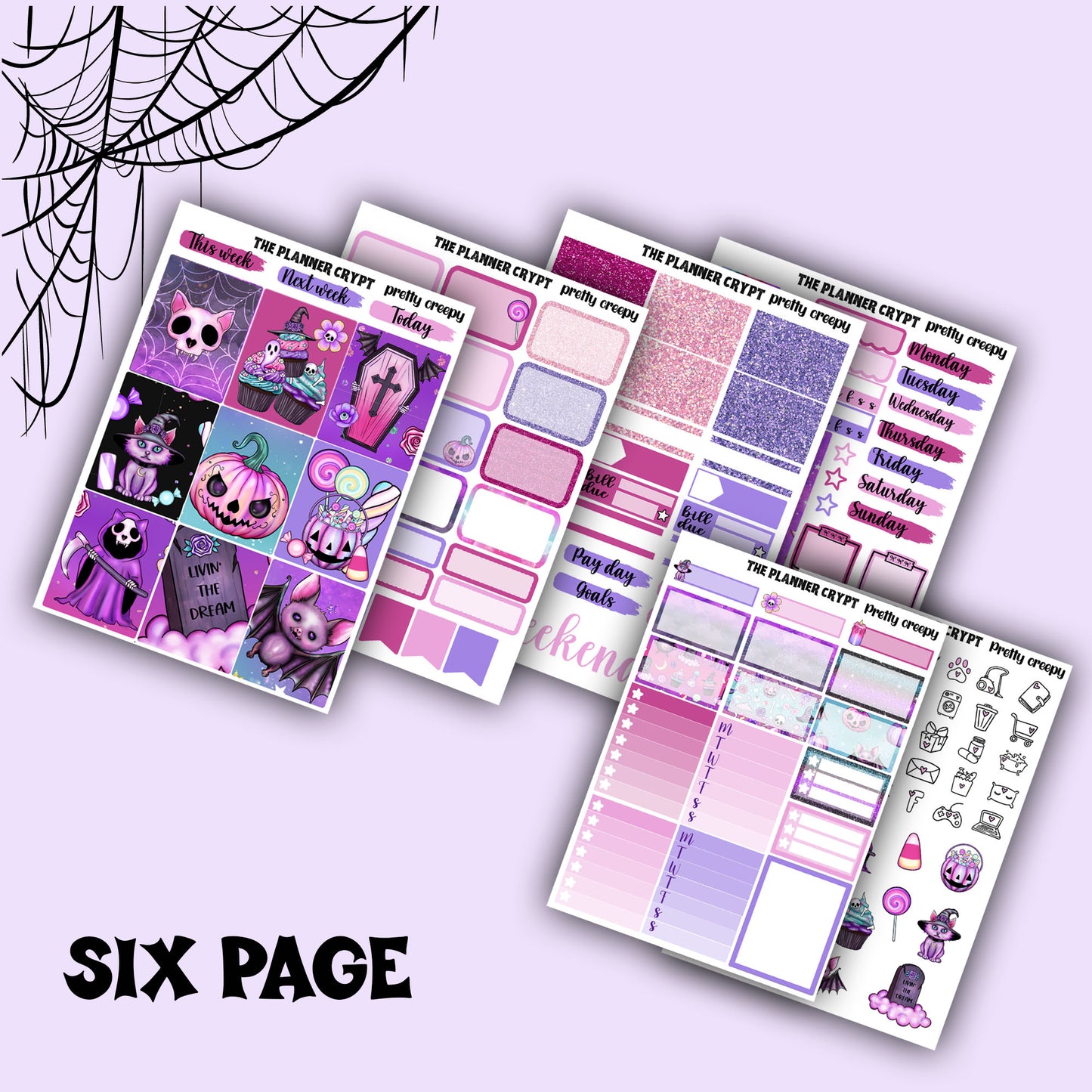 weekly planner, sticker kit, spooky stickers, Halloween planner kit, planner stickers, vertical planner, goth planner, goth stickers
