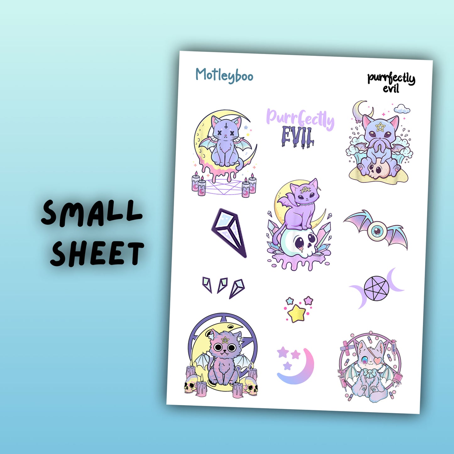 kawaii goth sticker sheet, planner stickers, cute and spooky stickers, Halloween stickers, stickers for Halloween, pastel goth stickers
