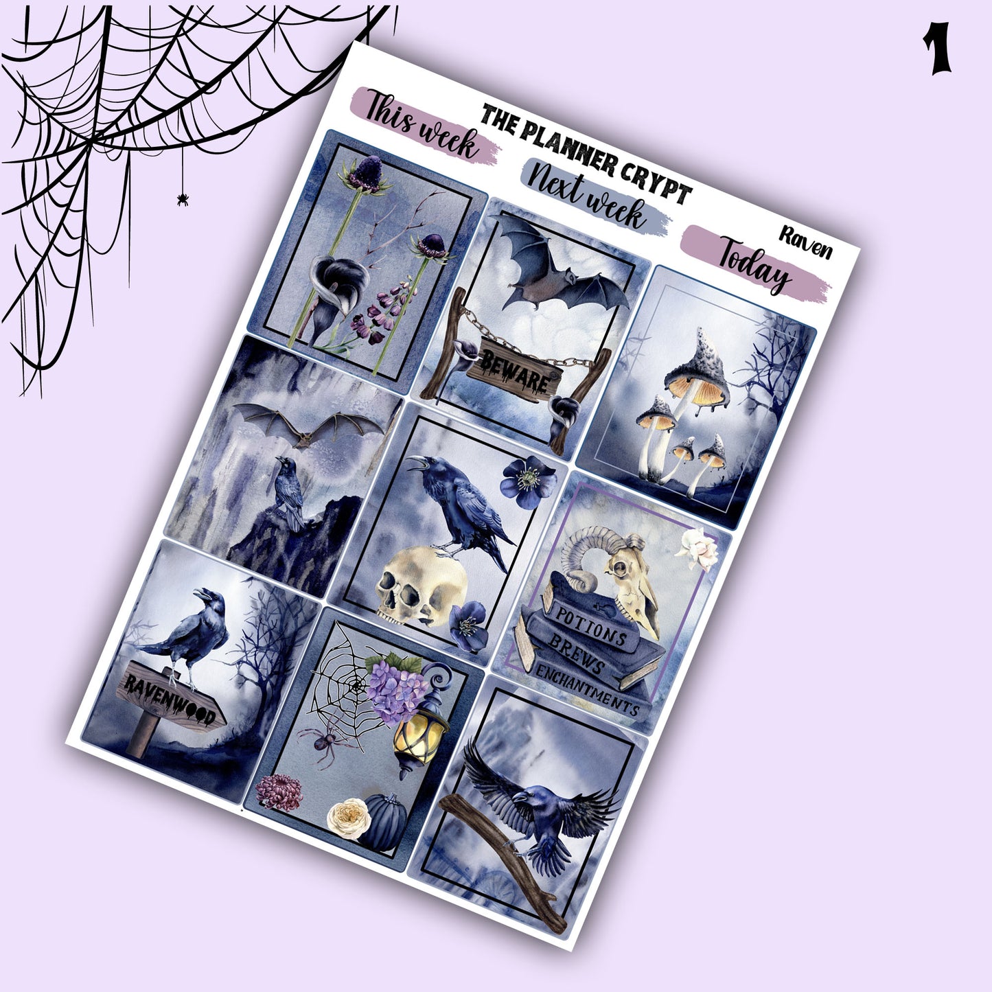 weekly planner, sticker kit, spooky stickers, Halloween planner kit, planner stickers, vertical planner, goth planner, goth stickers