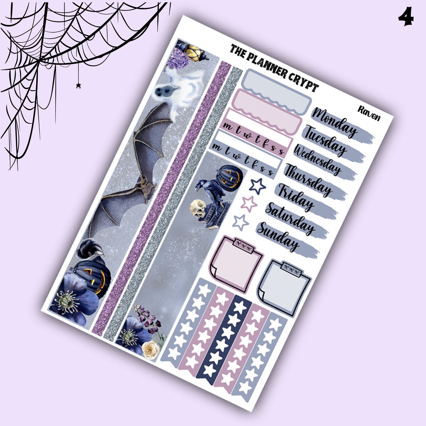 weekly planner, sticker kit, spooky stickers, Halloween planner kit, planner stickers, vertical planner, goth planner, goth stickers