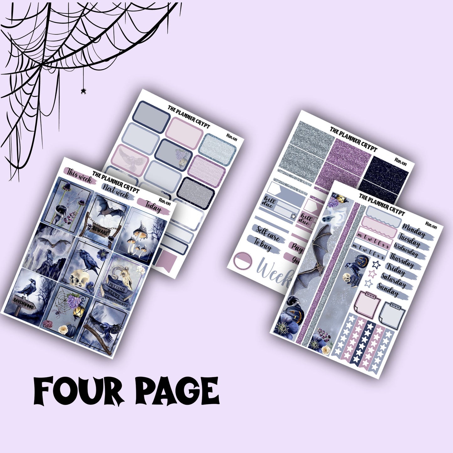 weekly planner, sticker kit, spooky stickers, Halloween planner kit, planner stickers, vertical planner, goth planner, goth stickers