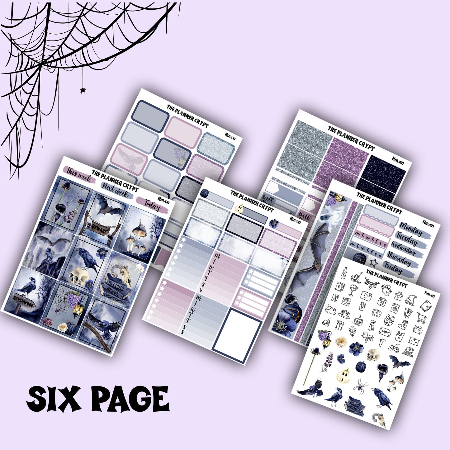 weekly planner, sticker kit, spooky stickers, Halloween planner kit, planner stickers, vertical planner, goth planner, goth stickers