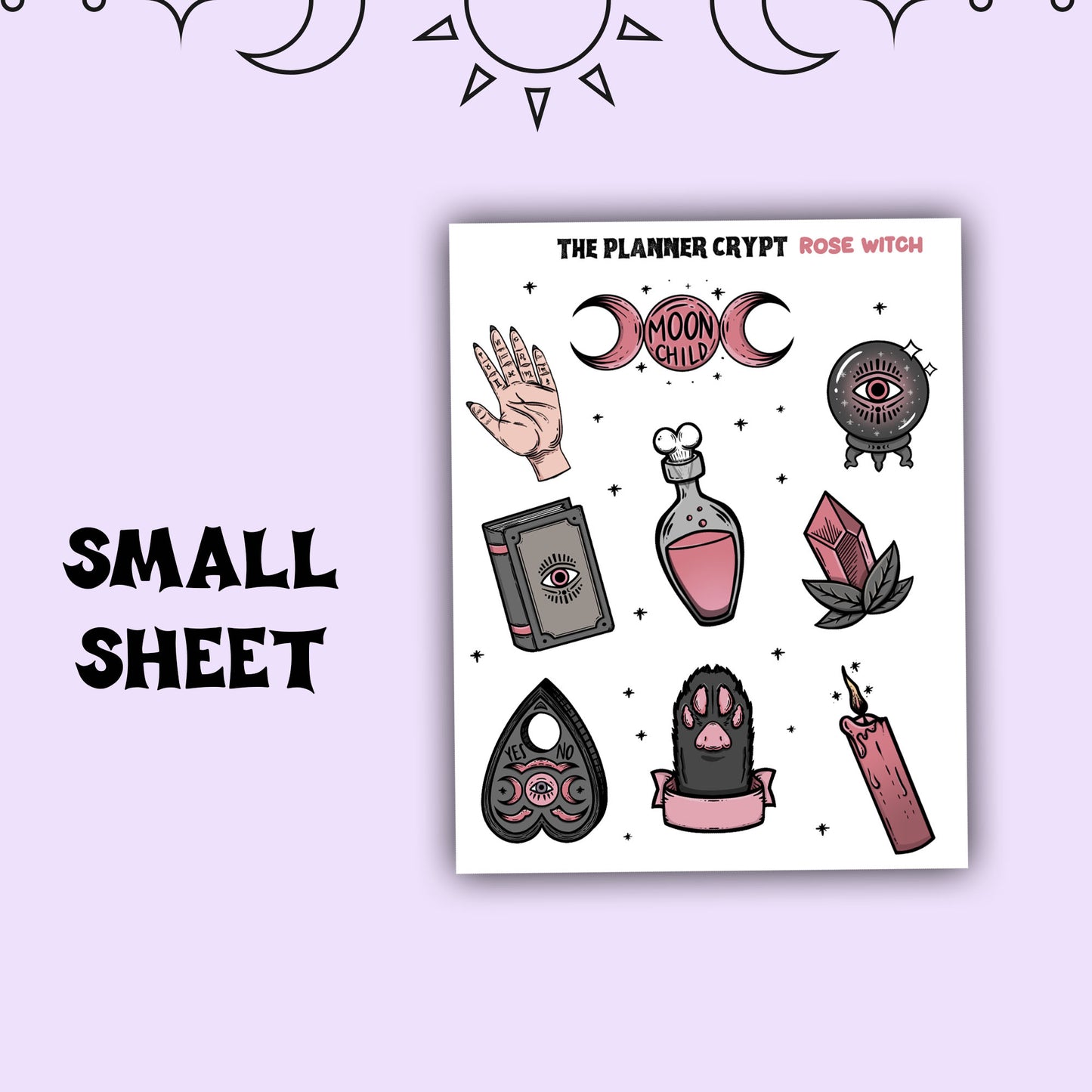 planner stickers, vertical planner, spell stickers, weekly planner, witch stickers, witchcraft stickers, rose witch, witchy decor, pagan