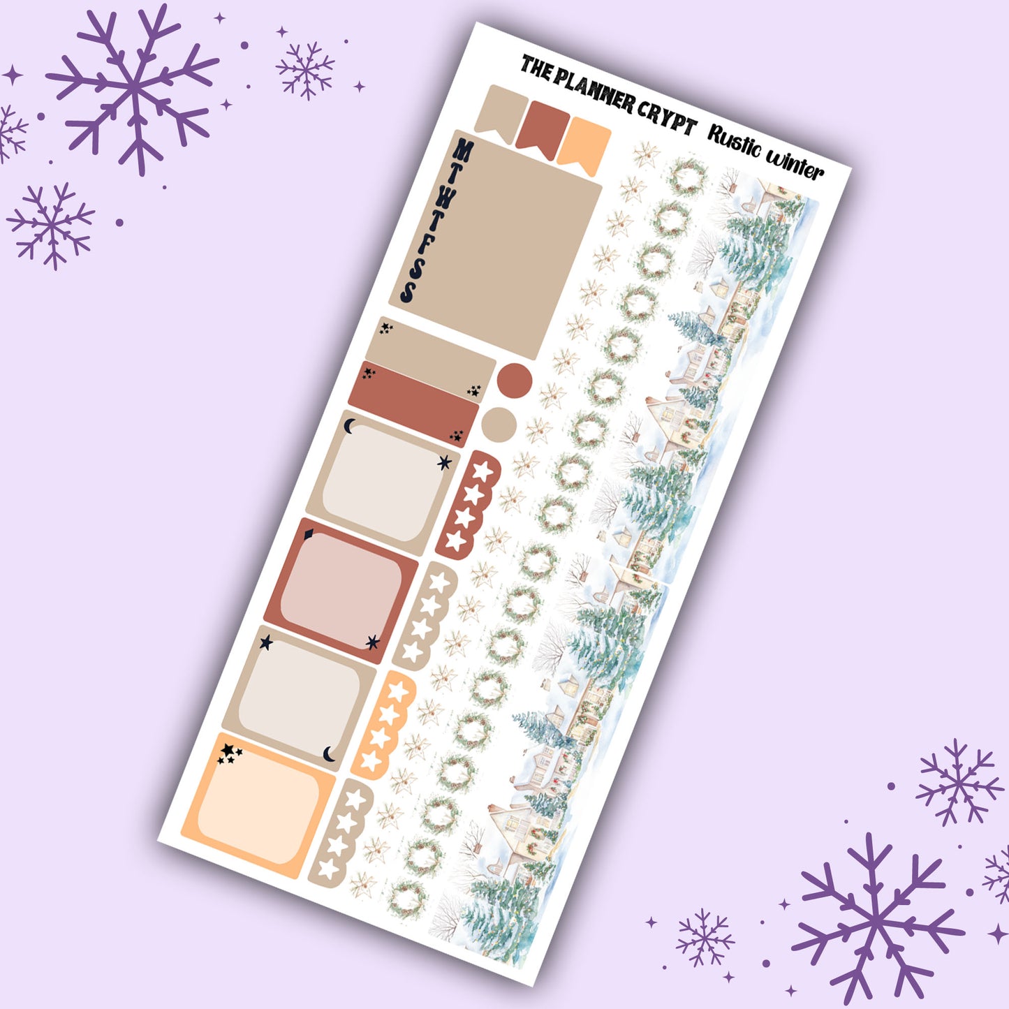 Rustic winter hobonichi weekly sticker kit, christmas themed stickers