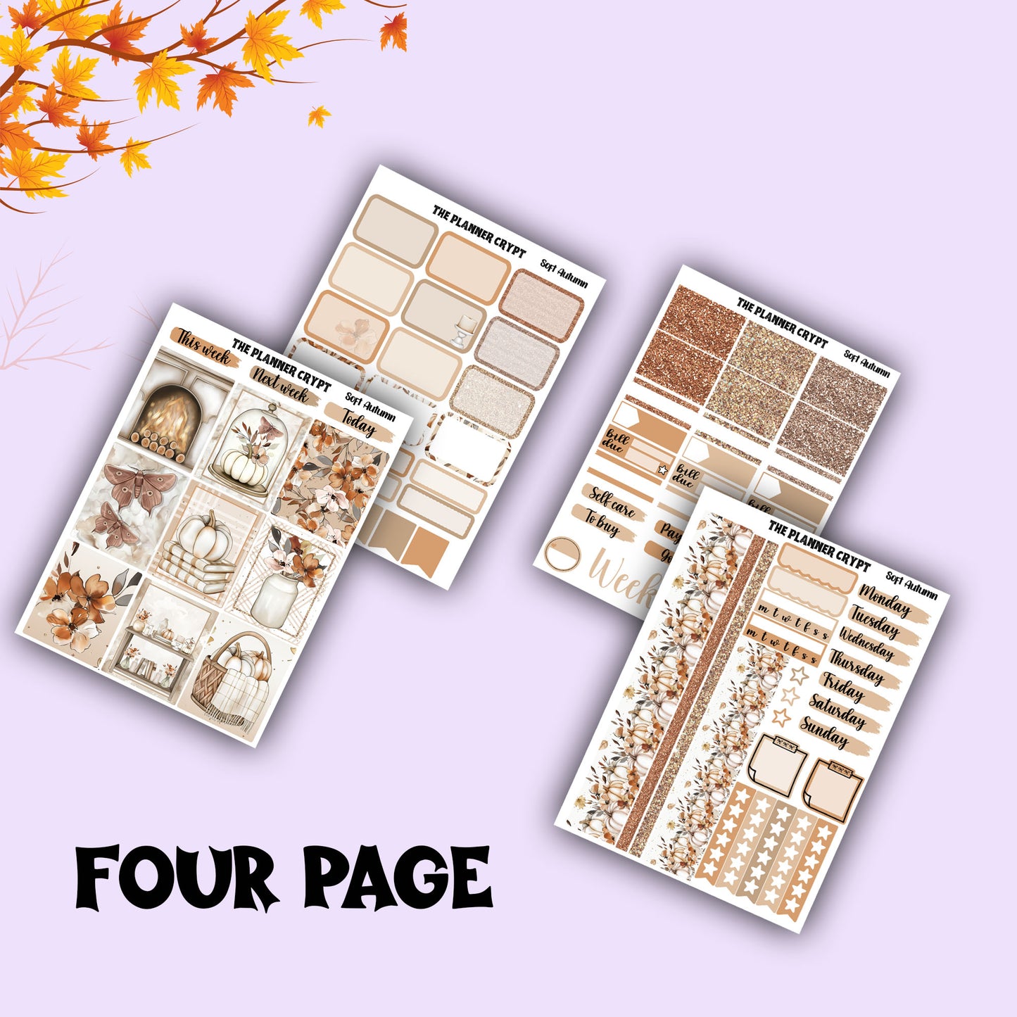 weekly planner, sticker kit, Autumn stickers, fall planner kit, planner stickers, vertical planner, goth planner