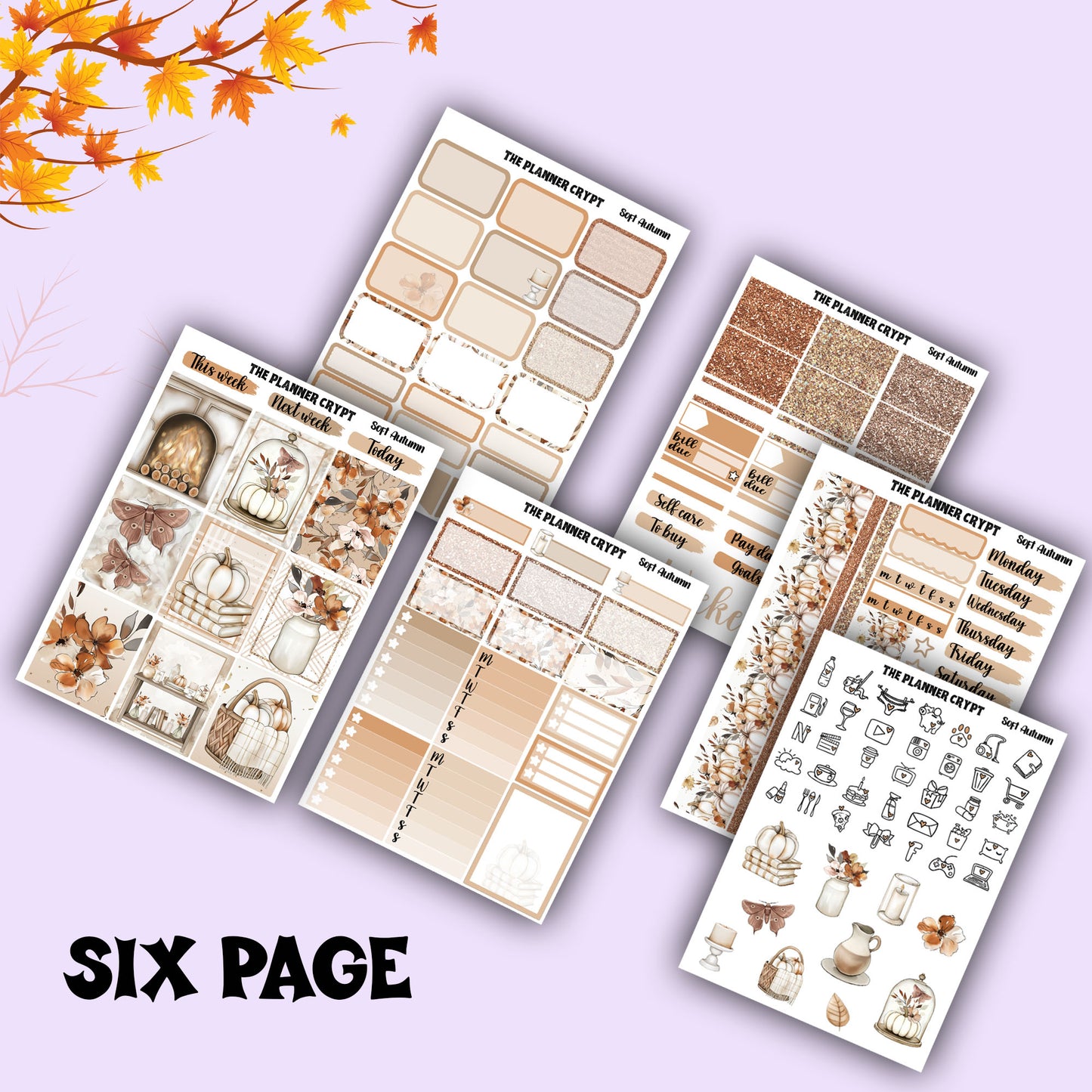 weekly planner, sticker kit, Autumn stickers, fall planner kit, planner stickers, vertical planner, goth planner