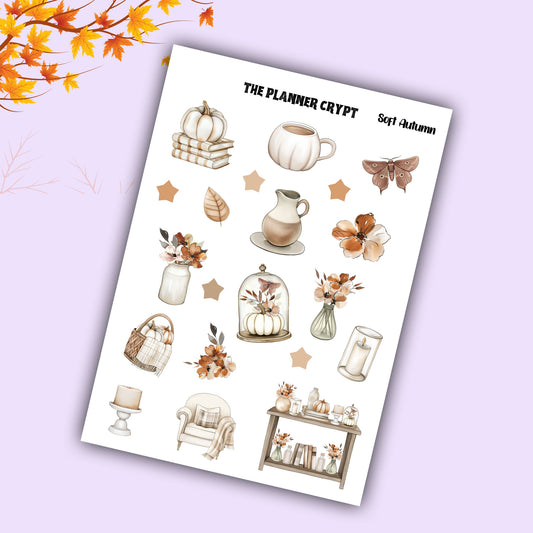 Soft Autumn sticker sheet, fall stickers