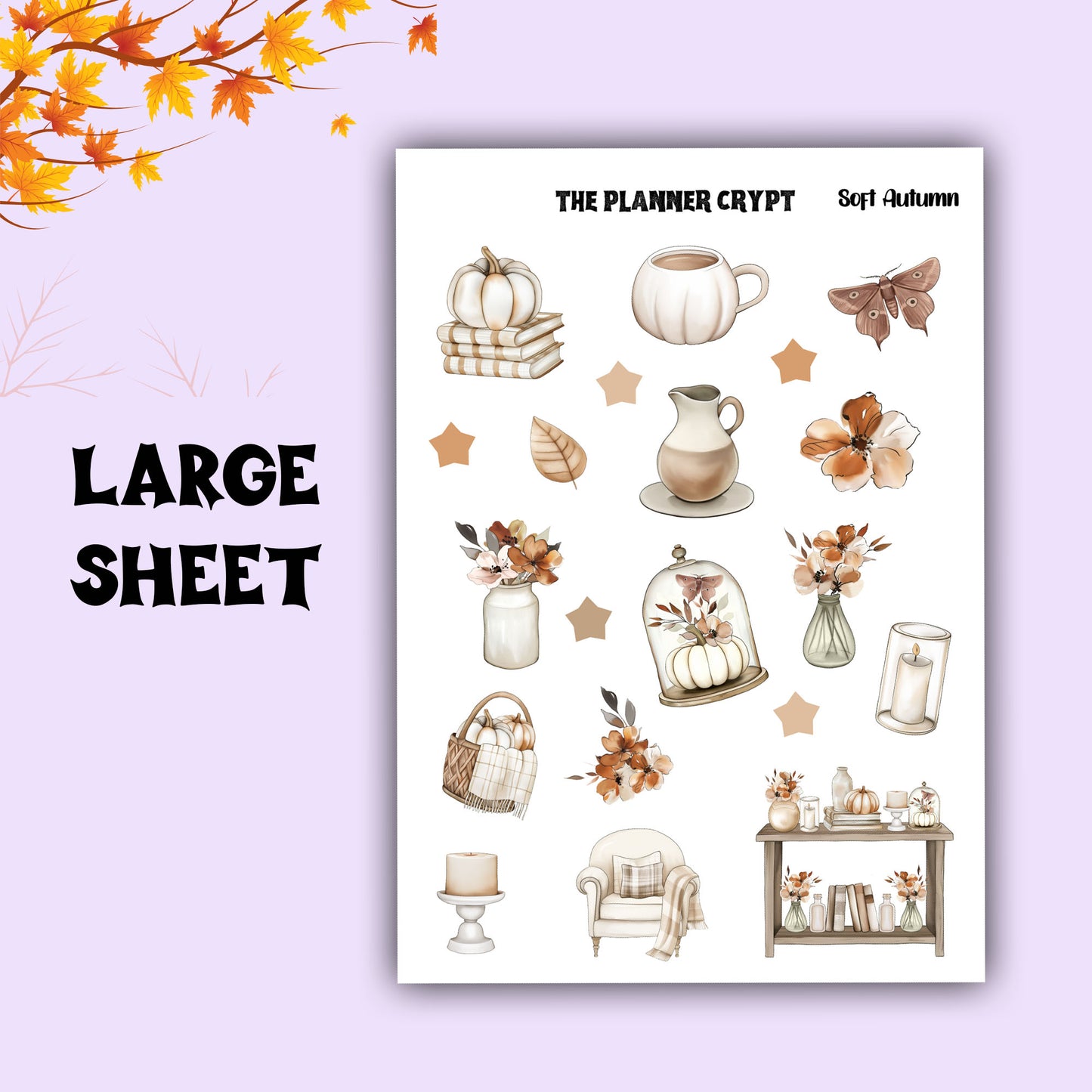 Soft Autumn sticker sheet, fall stickers