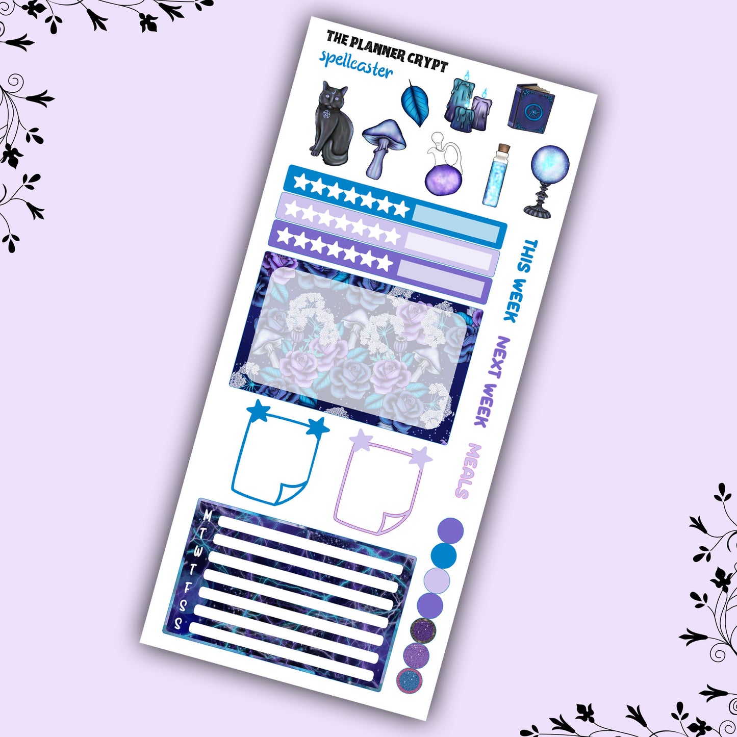 Hobonichi weeks, sticker kit, hobonichi planner, celestial stickers, witchy planner, hobonichi functional stickers, planner stickers, goth