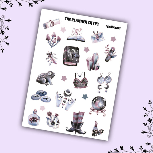 planner sticker sheet, witchy stickers, celestial stickers, witchcraft stickers, witchy gifts, deco stickers, goth stickers