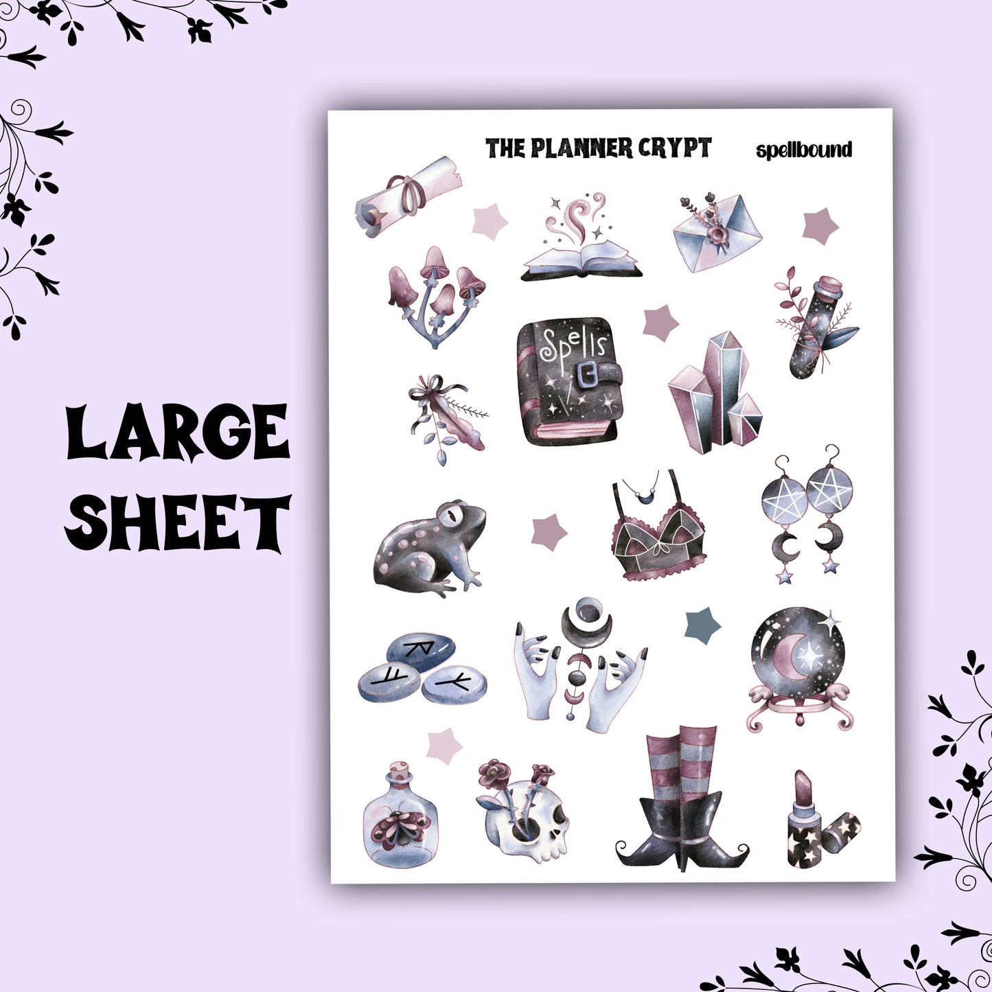 planner sticker sheet, witchy stickers, celestial stickers, witchcraft stickers, witchy gifts, deco stickers, goth stickers
