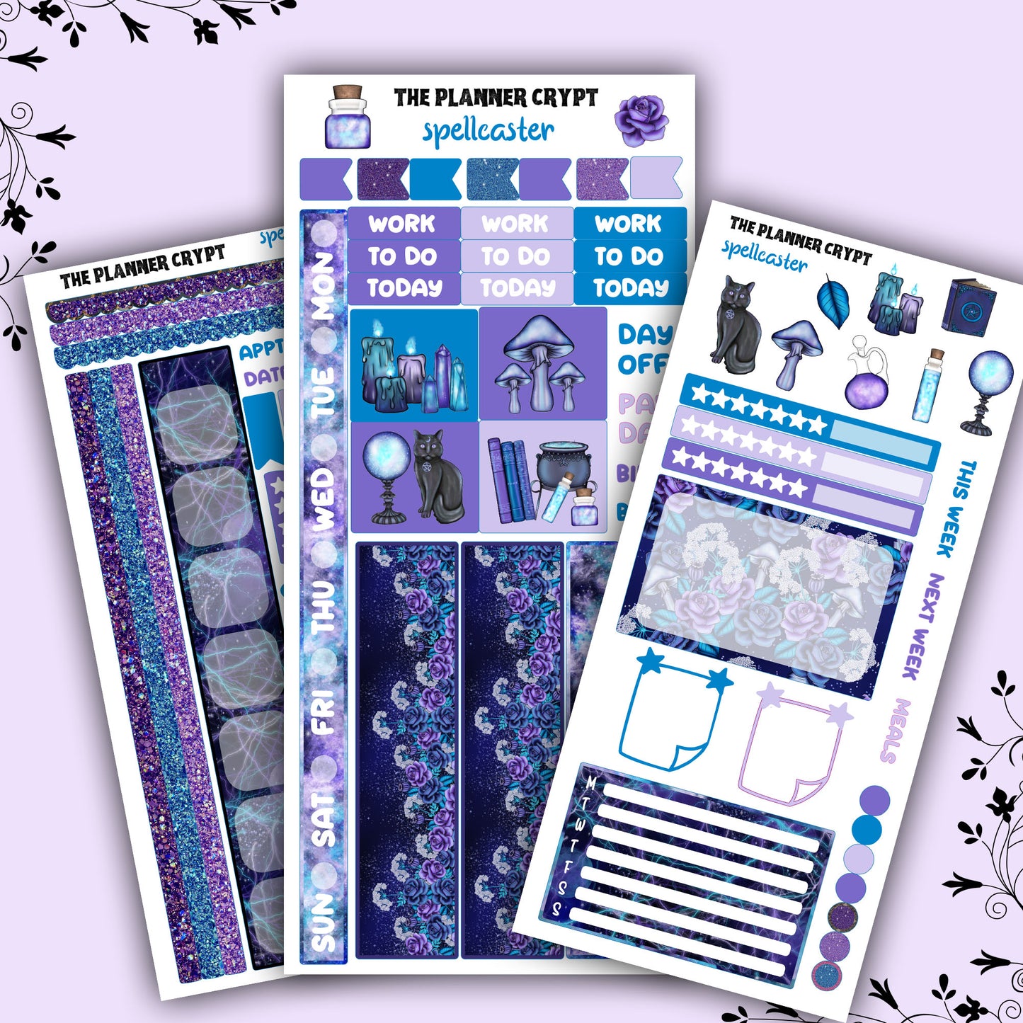 Hobonichi weeks, sticker kit, hobonichi planner, celestial stickers, witchy planner, hobonichi functional stickers, planner stickers, goth