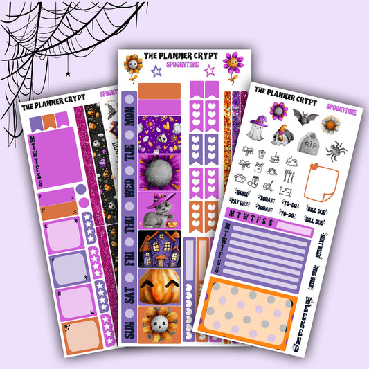 halloween hobonichi kit, spooky times, halloween sticker kit