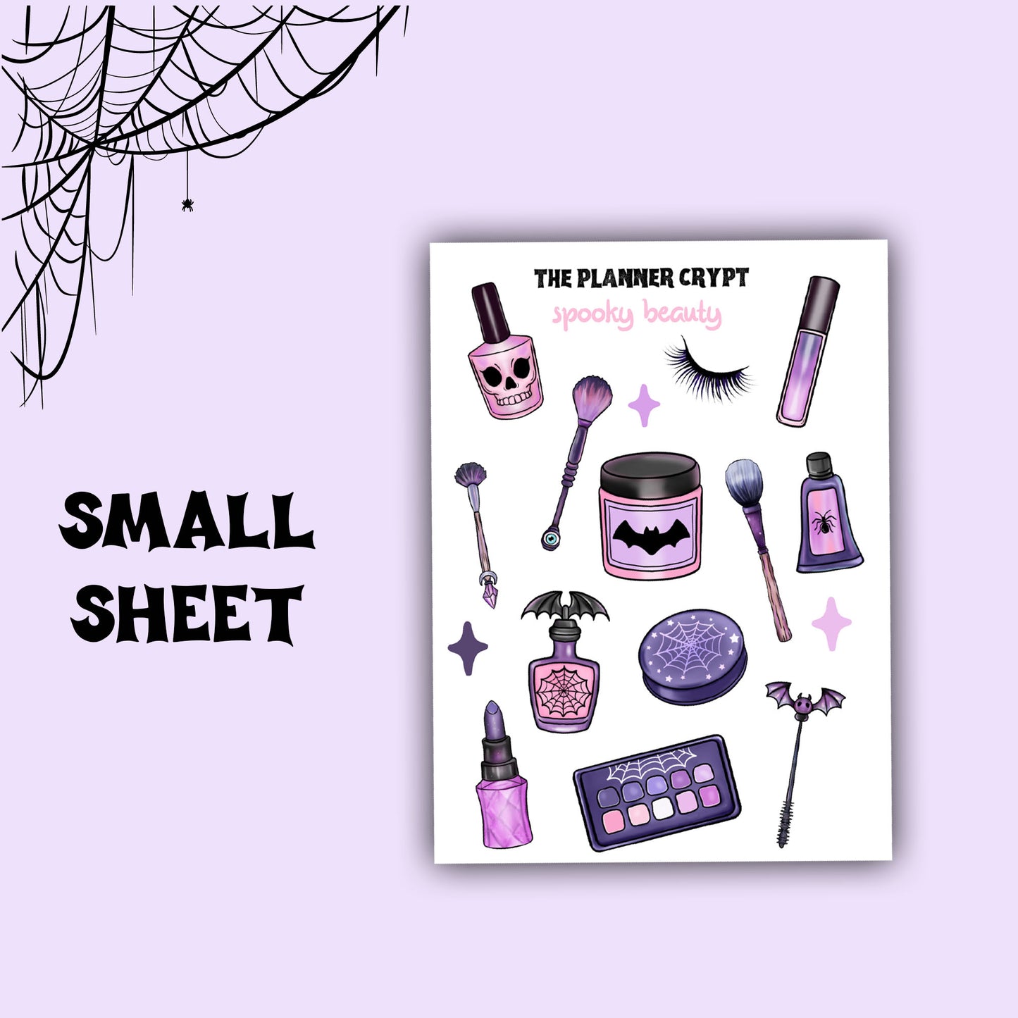 planner stickers, vertical planner, spooky beauty stickers, weekly planner, gothic stickers, summertime, goth make up, goth planner