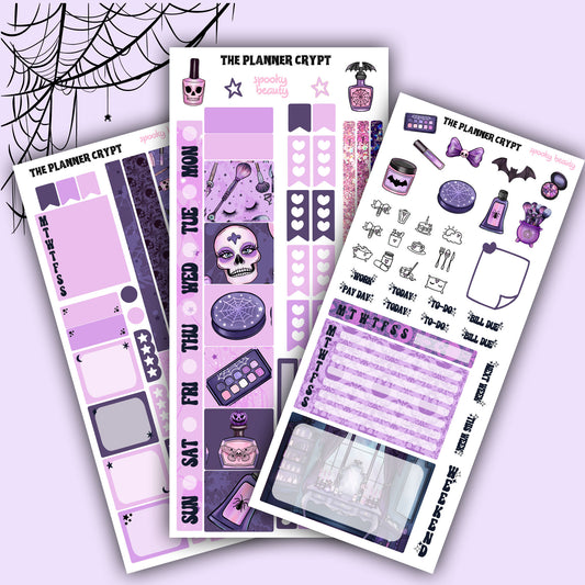 Hobonichi weeks, sticker kit, hobonichi planner, goth planner, witch vibes, spooky beauty, stickers, goth sticker, goth make up, summer goth