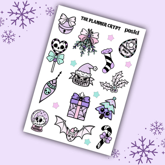 christmas sticker sheet, spooky christmas stickers, planner stickers, creepy xmas, stickers for christmas, card stickers, journalling