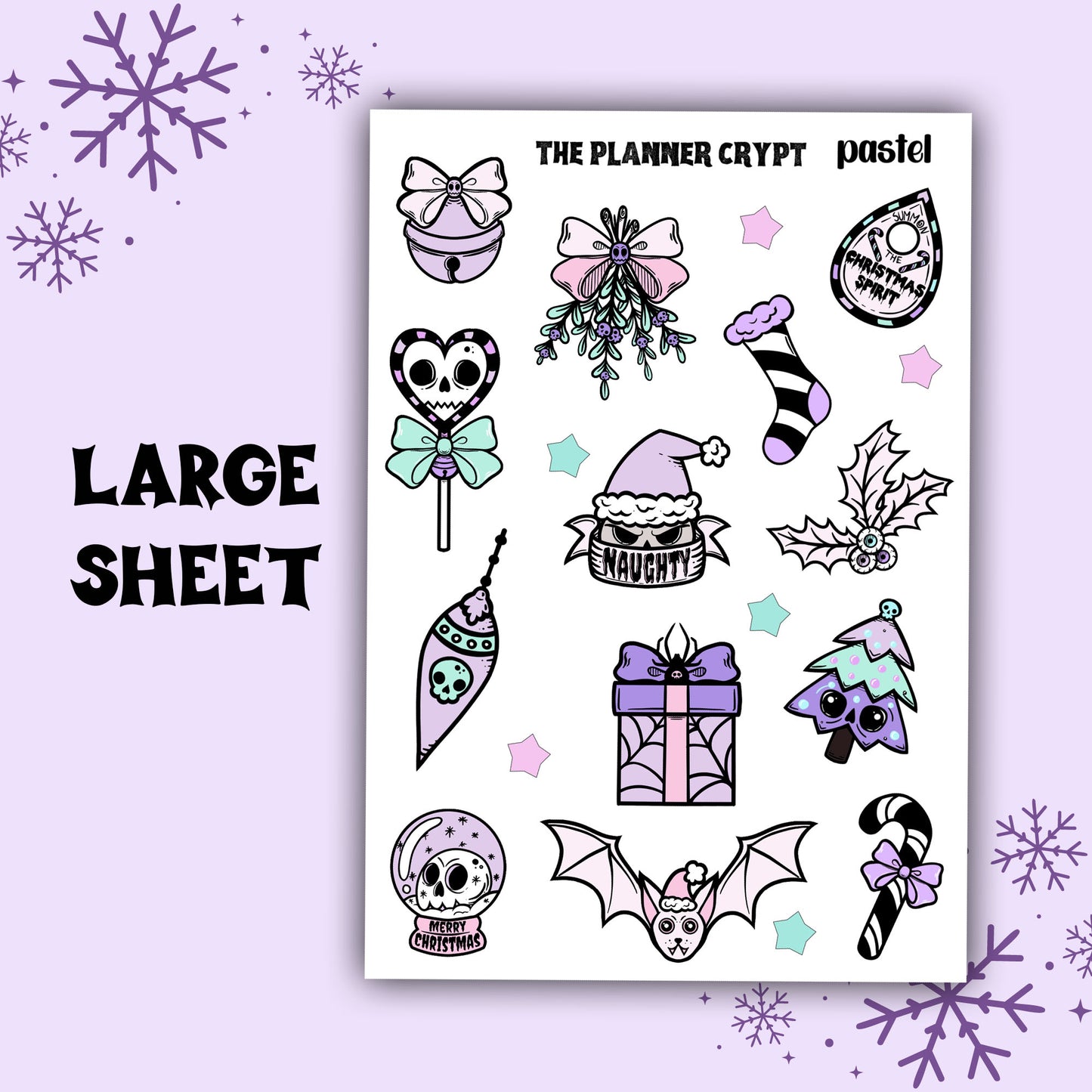 christmas sticker sheet, spooky christmas stickers, planner stickers, creepy xmas, stickers for christmas, card stickers, journalling