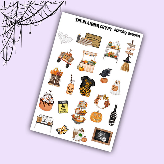 planner stickers, fall, Autumn, witch, goth, deco stickers, vertical planner, journal, , happy planner, halloween, spooky, creepy,