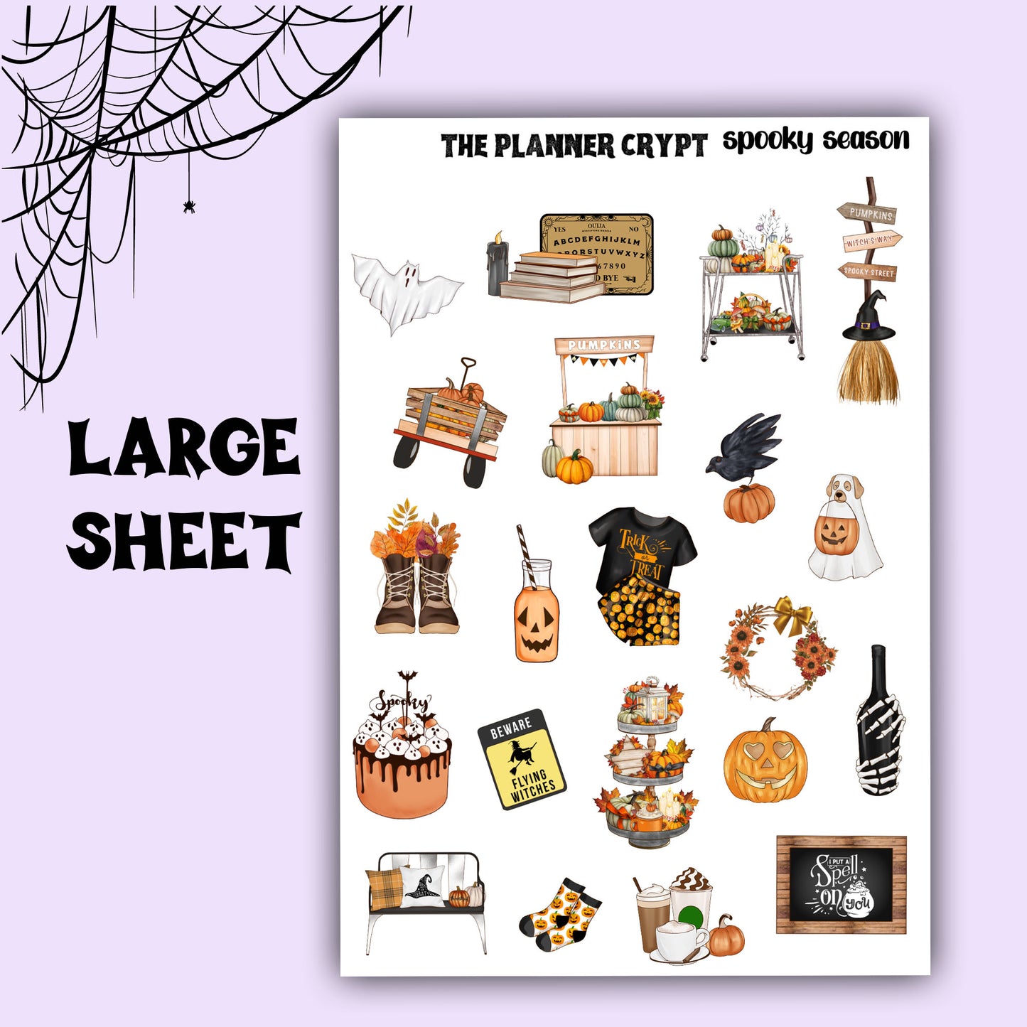 planner stickers, fall, Autumn, witch, goth, deco stickers, vertical planner, journal, , happy planner, halloween, spooky, creepy,