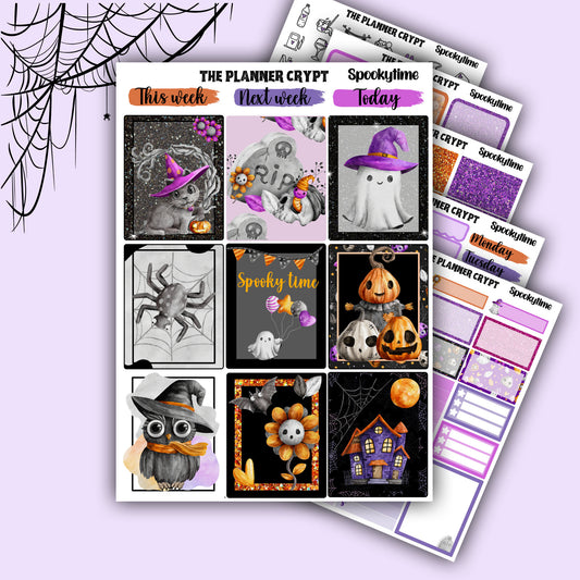 weekly planner, sticker kit, spooky stickers, halloween planner kit, planner stickers, vertical planner, planning, journal stickers