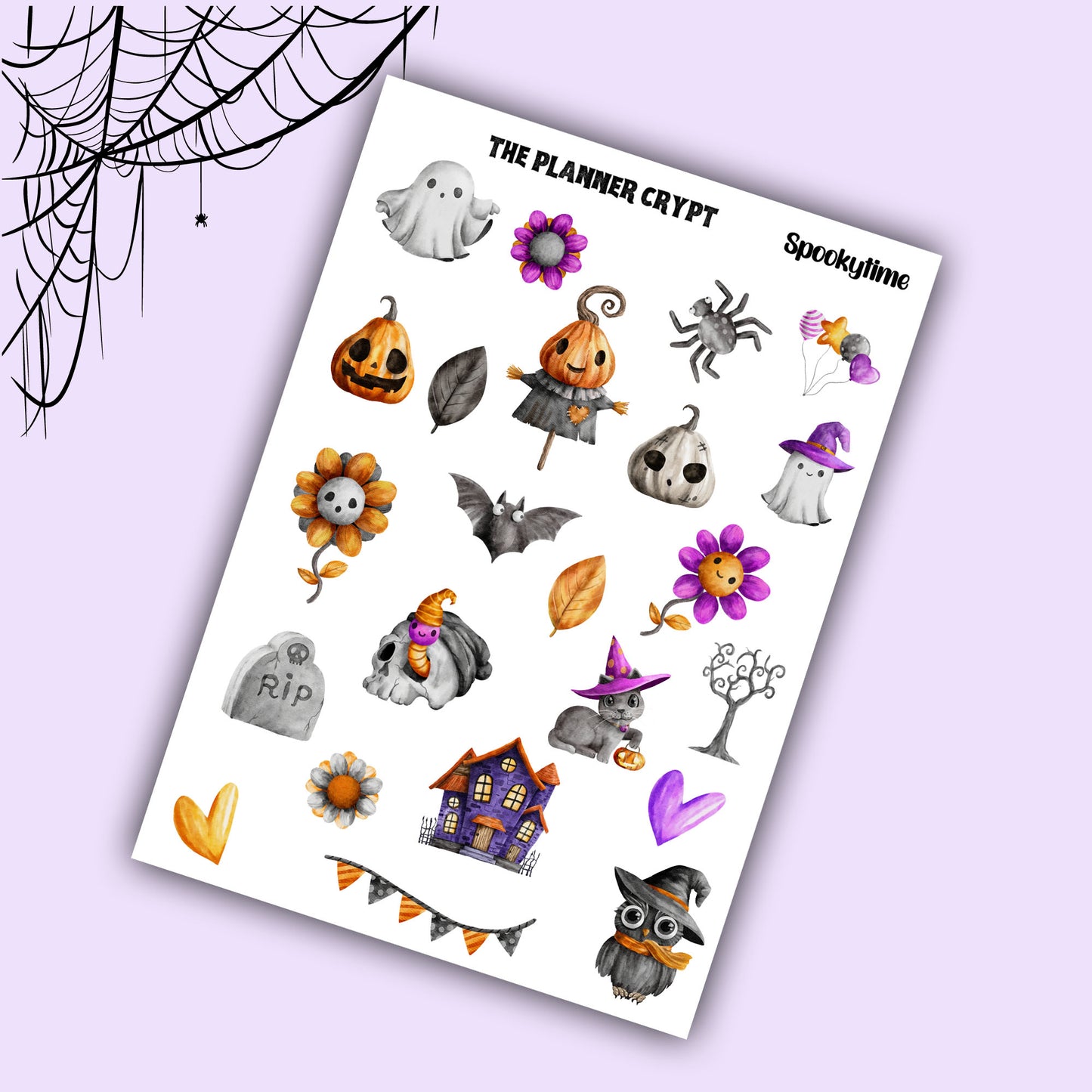 planner stickers, spooky, goth, deco stickers, vertical planner, journal, happy planner, halloween, witch, spooky, creepy, witchcraft