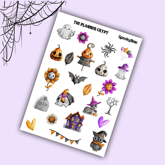 planner stickers, spooky, goth, deco stickers, vertical planner, journal, happy planner, halloween, witch, spooky, creepy, witchcraft