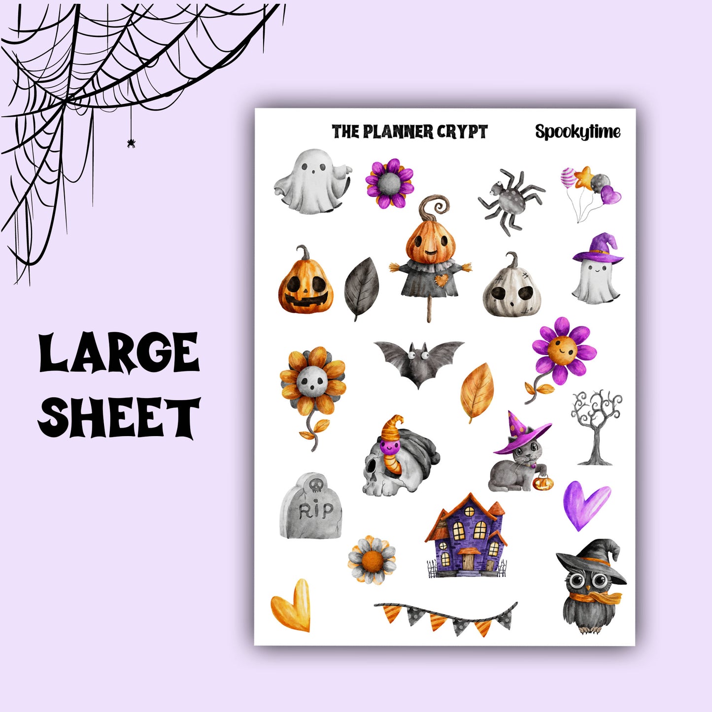 planner stickers, spooky, goth, deco stickers, vertical planner, journal, happy planner, halloween, witch, spooky, creepy, witchcraft