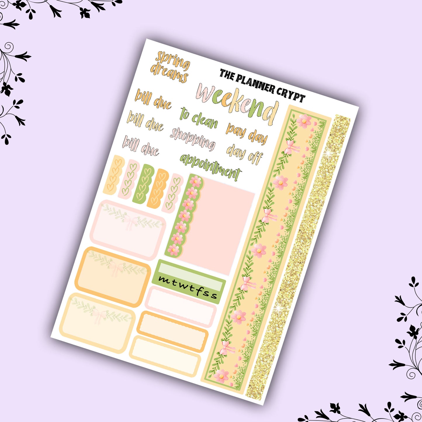 weekly planner sticker kit, mini sticker kit, springtime stickers, vertical planner, gnome art, flower stickers, mini planner, cute art