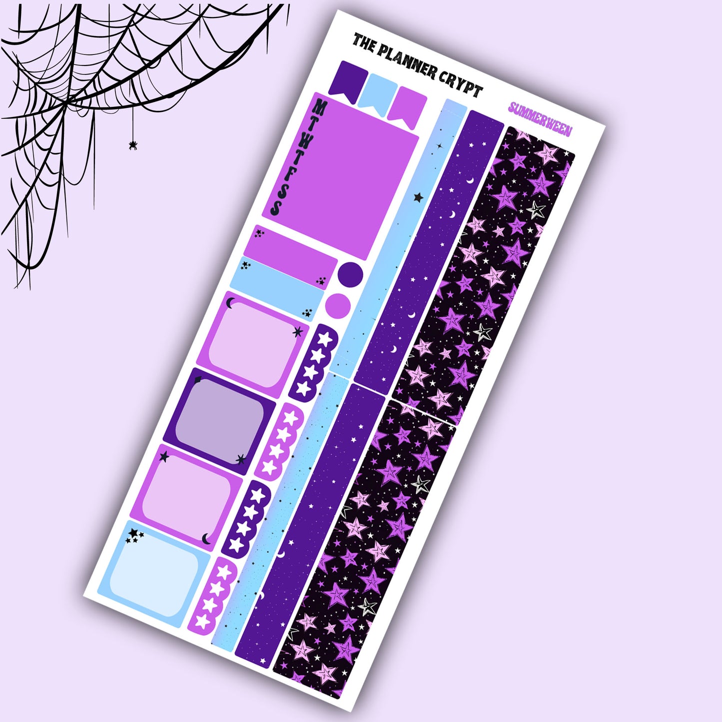 Hobonichi weeks, sticker kit, hobonichi planner, goth planner, witch vibes, summerween, stickers, goth sticker, beach goth, summer goth