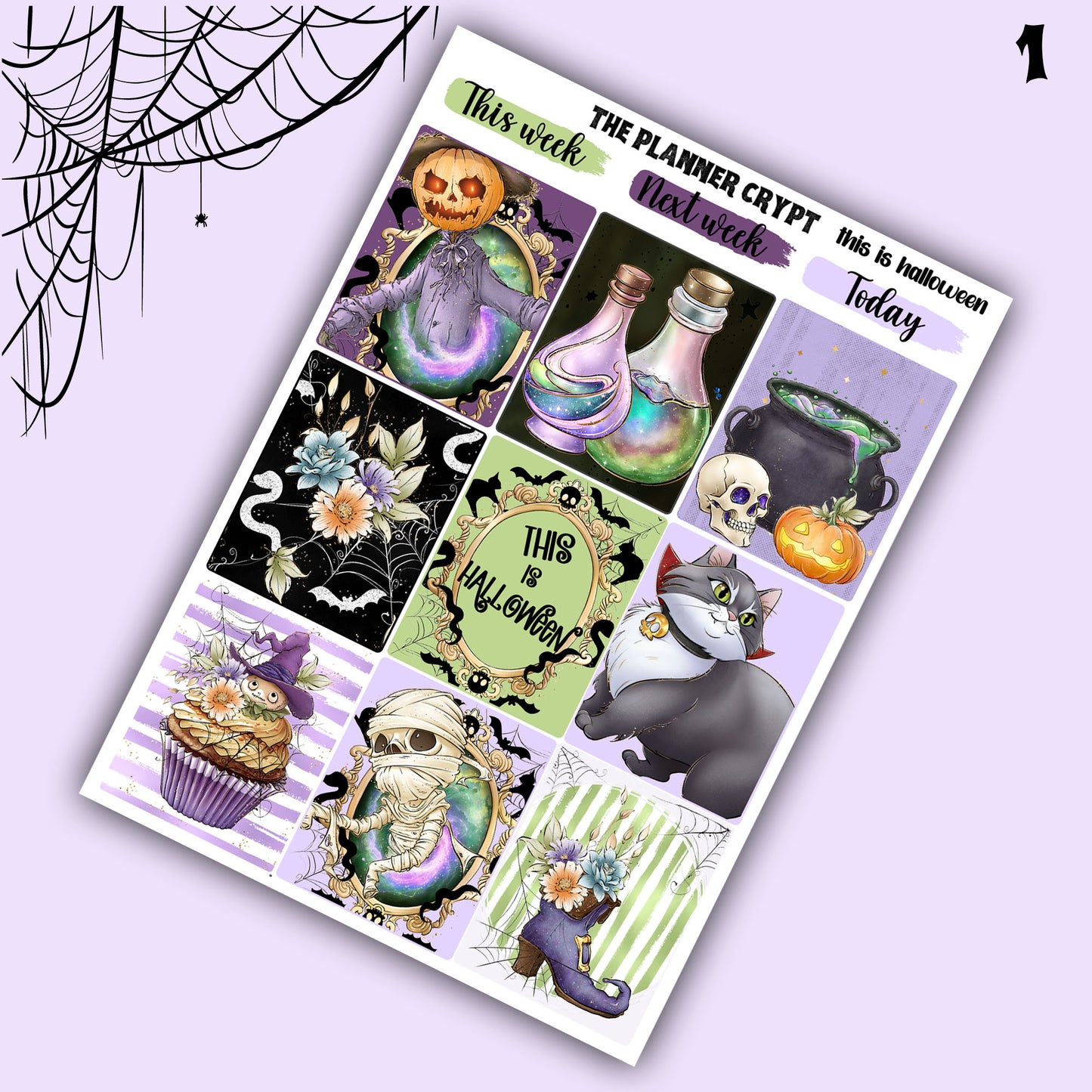 weekly planner, sticker kit, planner stickers, halloween stickers, pretty stickers, vertical planner, spooky stickers, autumn sticker kit